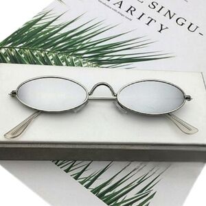 Silver Oval Frames With Silver White Lenses Vintage Fashion Classic Sung…